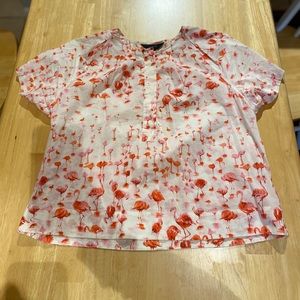 J. Crew Flamingo Short Sleeve Blouse